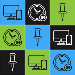 Set line computer monitor and mobile phone push vector
