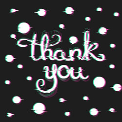 thank you card with glitch effect vector