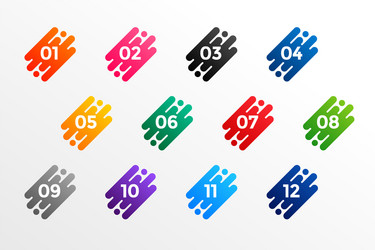 modern number bullet points set from one to twelve vector image
