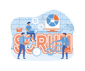 scrum framework concept with keywords letters vector image