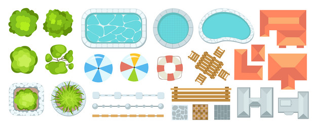 top view park elements constructor mega set vector image