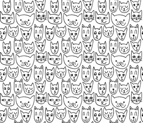 Seamless pattern with hand draw funny cats Vector Image