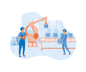 engineer working with interactive interface smart vector image