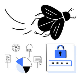 data security by a symbolic bug vector image