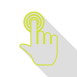 Hand click on button pear icon with flat style vector