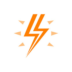 lightning with flash orange logo energy vector