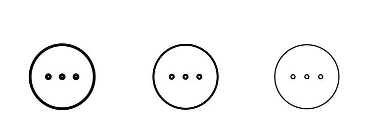 menu dots icons in three different stroke lines vector image