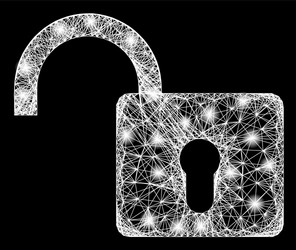 net open lock web mesh with bright glare spots vector image
