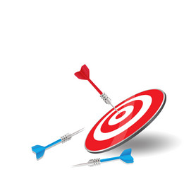 red arrow achieved hit center target of dart vector image