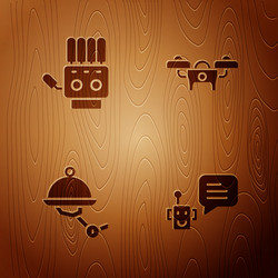 set bot mechanical robot hand waiter and drone vector image