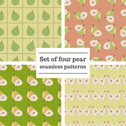 Set of four pear seamless patterns vector