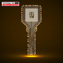 technology key with glowing circuit board and cpu vector