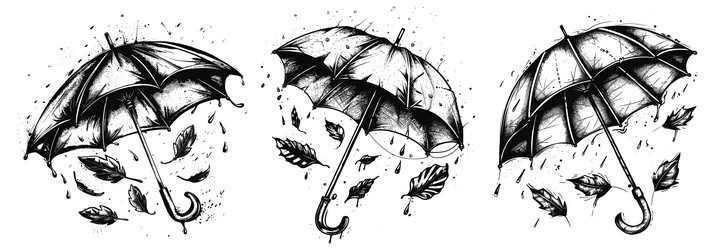 umbrella tattoo sketches umbrellas with autumn Vector Image