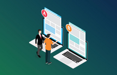 isometric 3d design ab a b split testing concept vector image