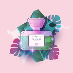 Perfume bottle with geometric pattern bright vector