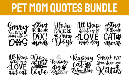 Cute Cat & Dog SVG Bundle - Pet Mom Designs Vector Image