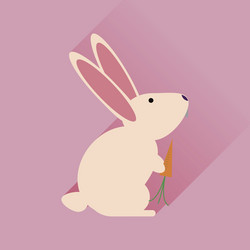 Flat web icon with long shadow rabbit carrot vector