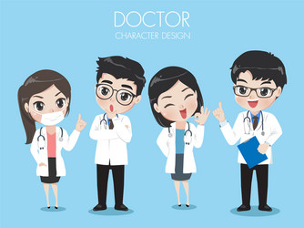 group doctors wear uniform work lab vector