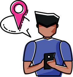 man black with smartphone and speech bubble vector image