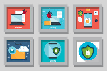 security system frames set design vector image