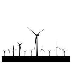 Wind turbine silhouette icon in flat style Vector Image