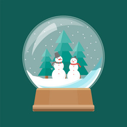 cartoon snow globe with white snowmen vector