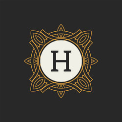 Floral H Monogram Logo Template Vector Image