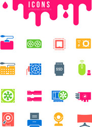 Set simple icons upgrading computer vector