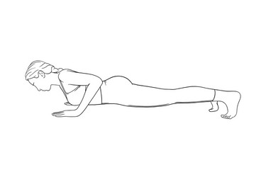 Woman in vinyasa or low plank pose yogi vector