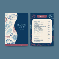 Big menu template with seafood concept design vector