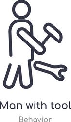 man with tool outline icon isolated line from vector image