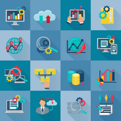 big data analytics flat icons vector