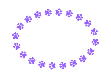 oval frame with pet paw footprints cute template Vector Image