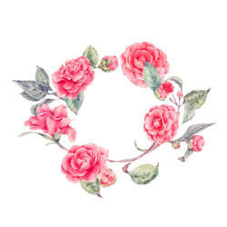 Camellia Wreath with Lace Vector Image