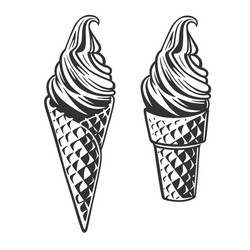 Ice cream in waffle cone vector