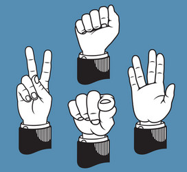 Set of four hand gestures based on printer pointer vector