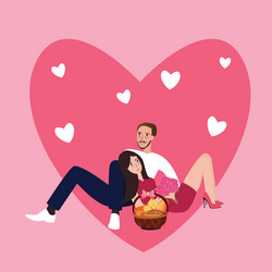 Couple girl man together sleep sitting love shape vector