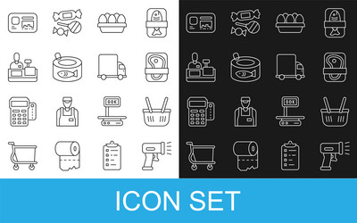 set line scanner scanning bar code shopping vector image