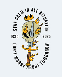 skull king fire retro cute Vector Image