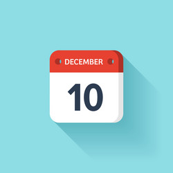 December 10 isometric calendar icon with shadow vector