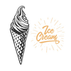 Ice cream in waffle cone vector