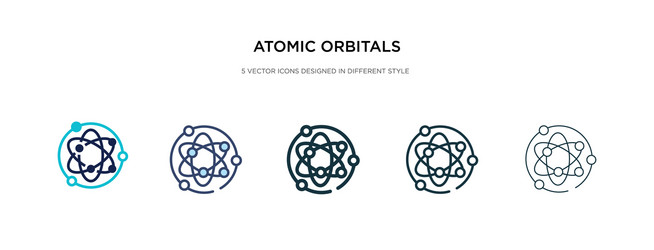 Atomic orbitals icon in different style two vector