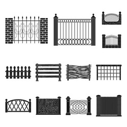 Isolated object of gate and fence sign collection vector