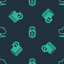 set line lock server with shield and network vector image