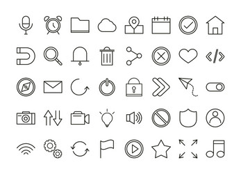 Set user interface icons mobile app button vector