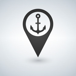 dark map pointer with anchor symbol icon isolated vector