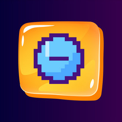 Minus glossy ui button with pixelated color icon vector