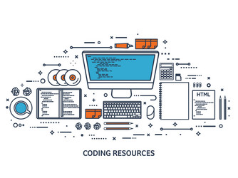 programmingcoding flat computing background vector image
