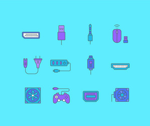 set simple line icons upgrading computer vector image