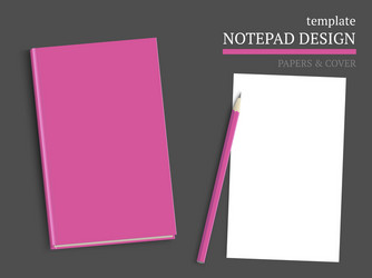 template of notebook cover and papers vector